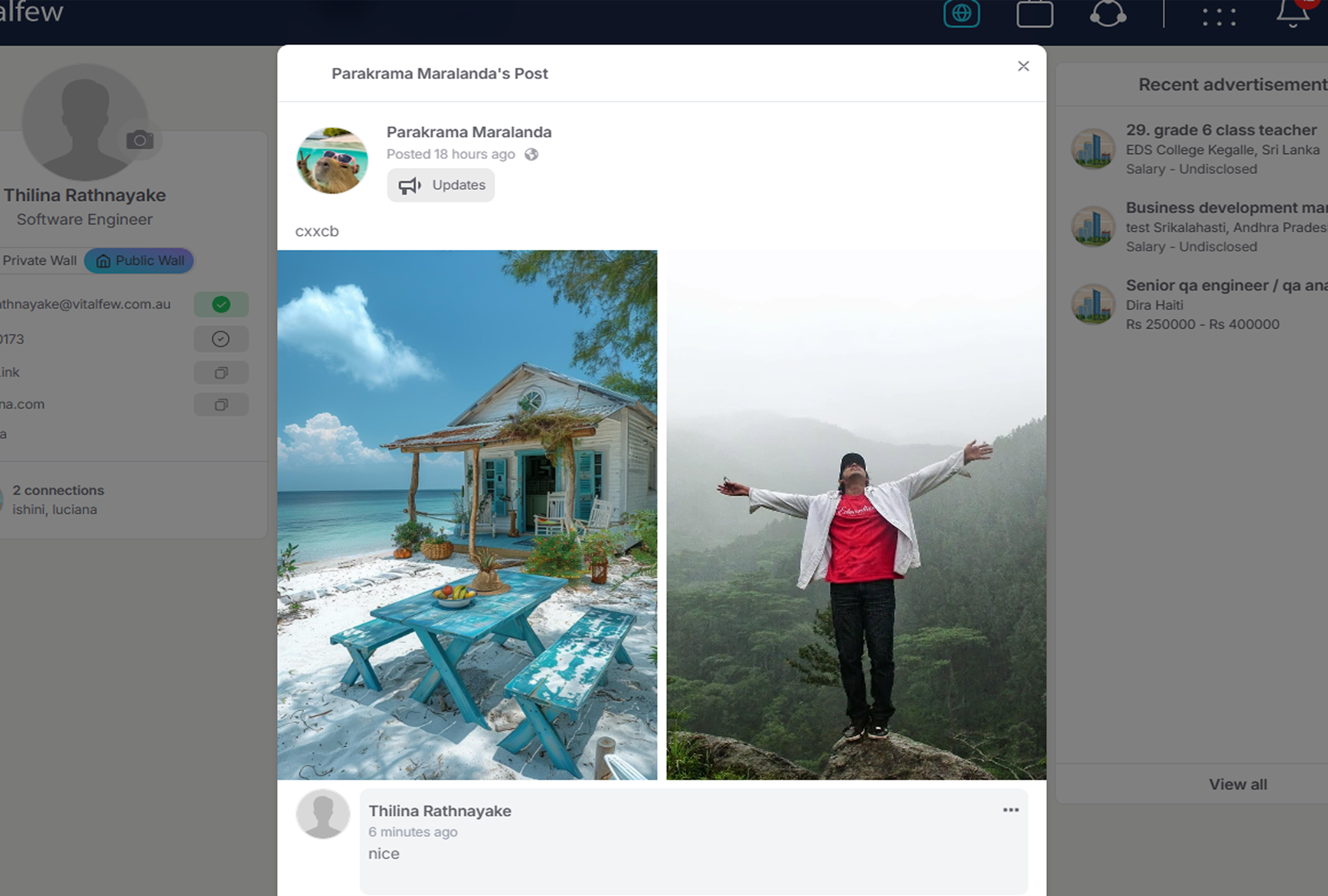 VitalFew post showing comment, react, share, and report options